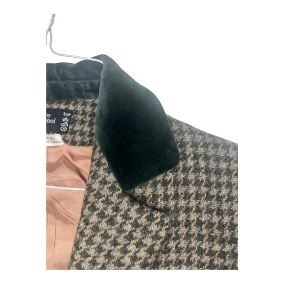 Vintage Irish Wool Blazer with Suede Collar Houndstooth - Picture 4 of 6